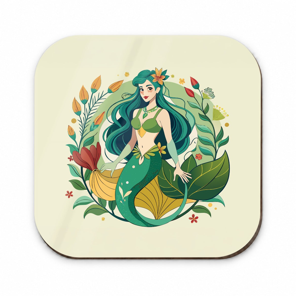 Mermaid Under Sea Botanical Art Nouveau Fridge Magnet