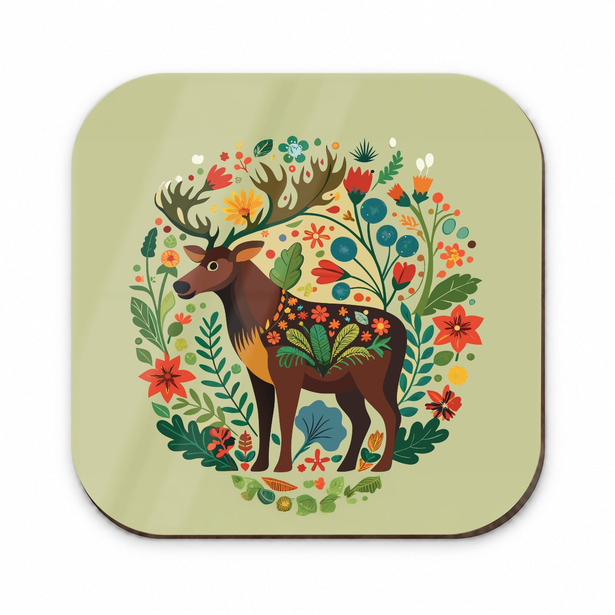 Moose Floral Flowers Fridge Magnet