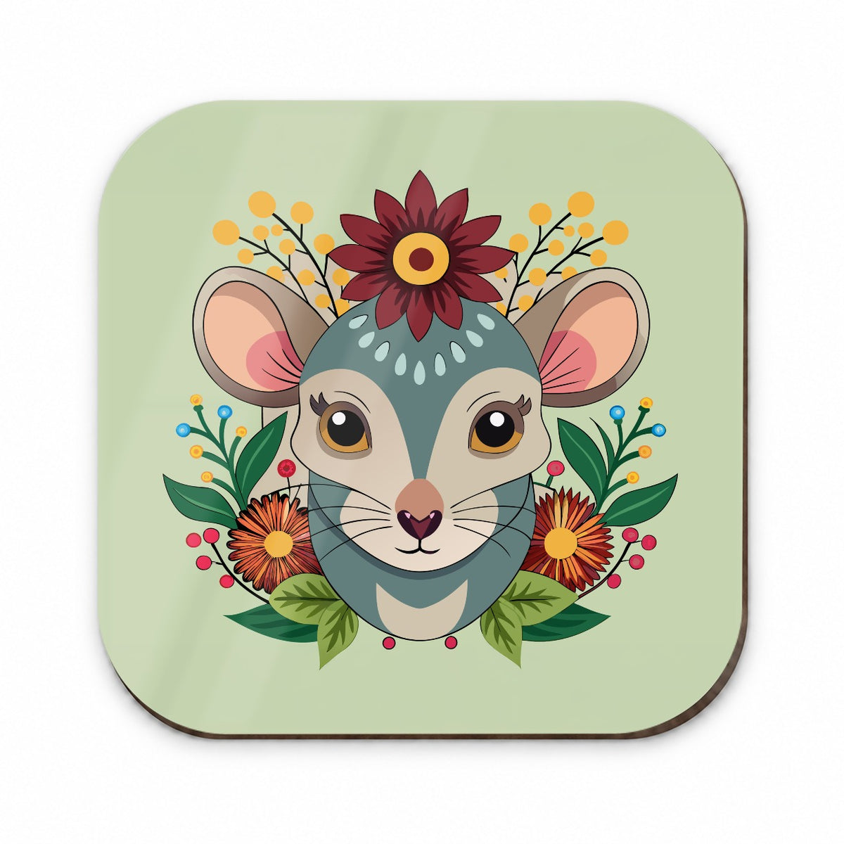 Mouse Floral Flowers Fridge Magnet