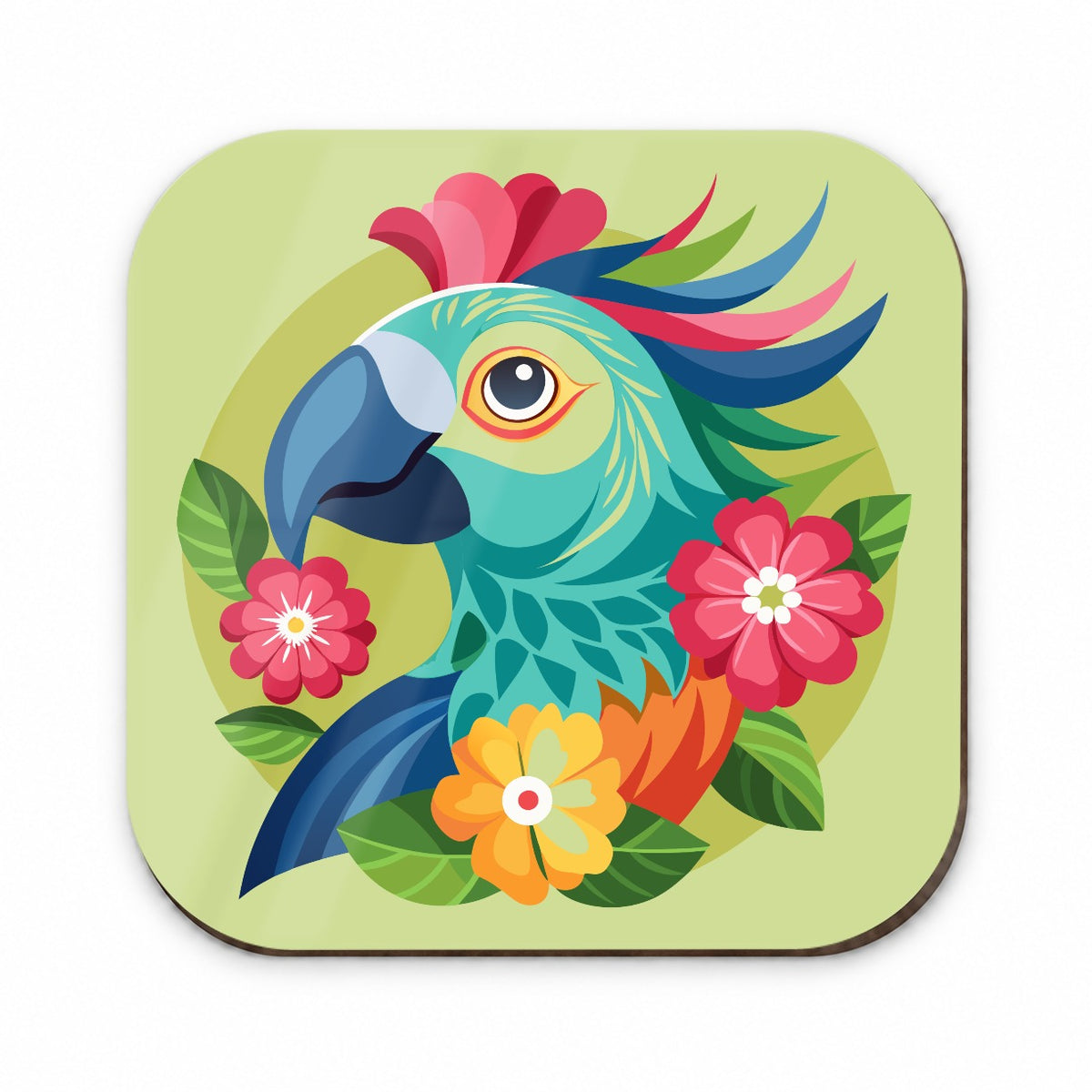 Parrot Bird Floral Flowers Fridge Magnet