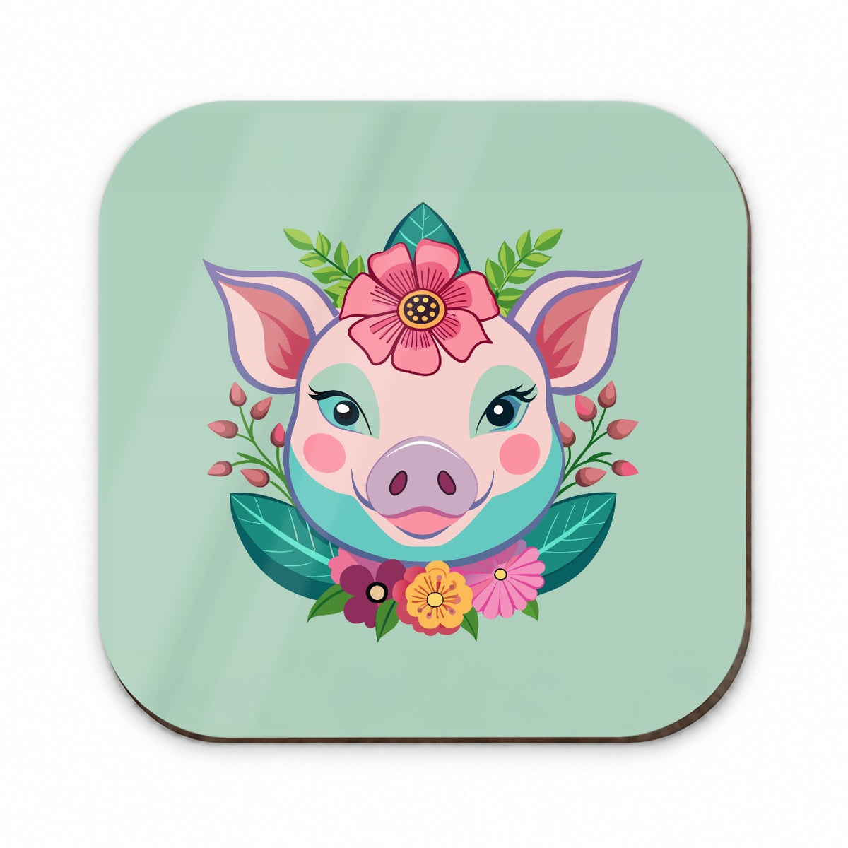 Pig Head Floral Flowers Fridge Magnet
