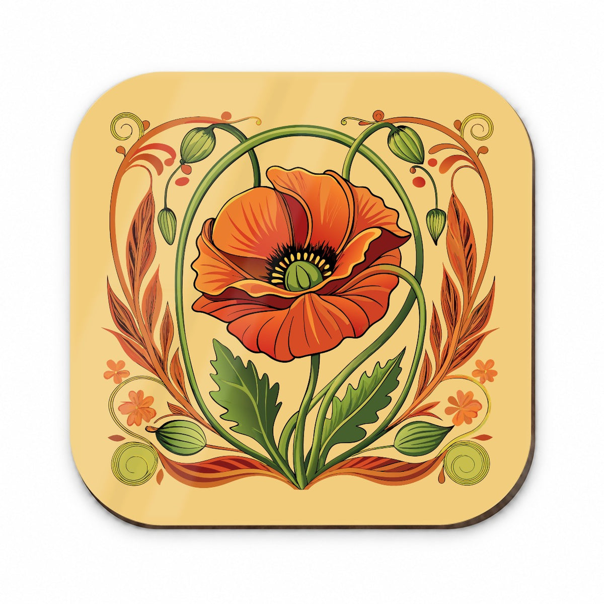 Poppy Poppies Floral Art Nouveau Flowers Elegant Fridge Magnet