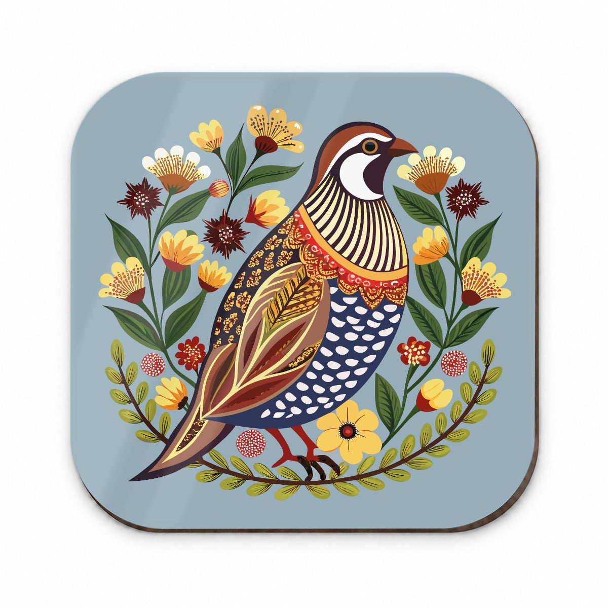 Quail Bird Floral Flowers Fridge Magnet