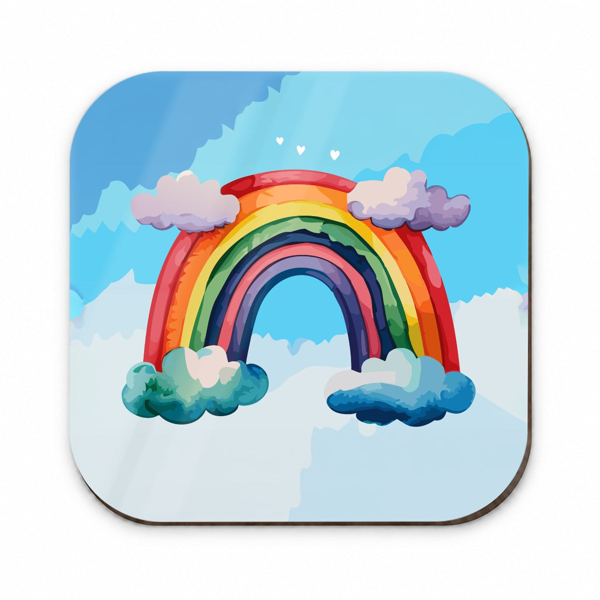 Rainbow and Clouds Watercolor Fridge Magnet