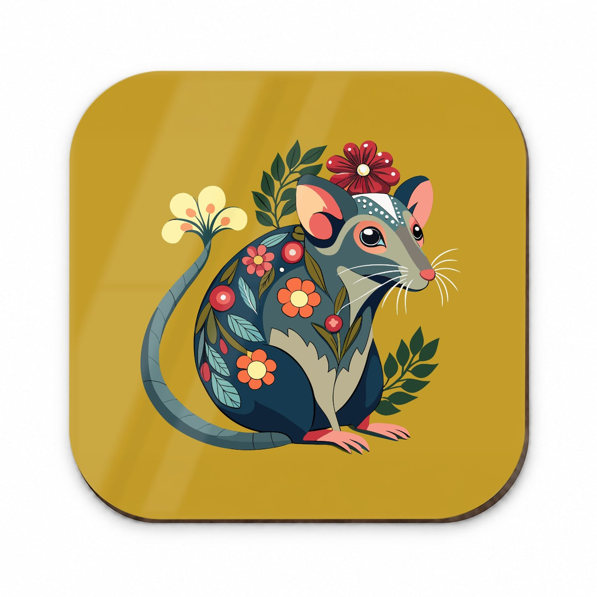 Rat Floral Flowers Fridge Magnet