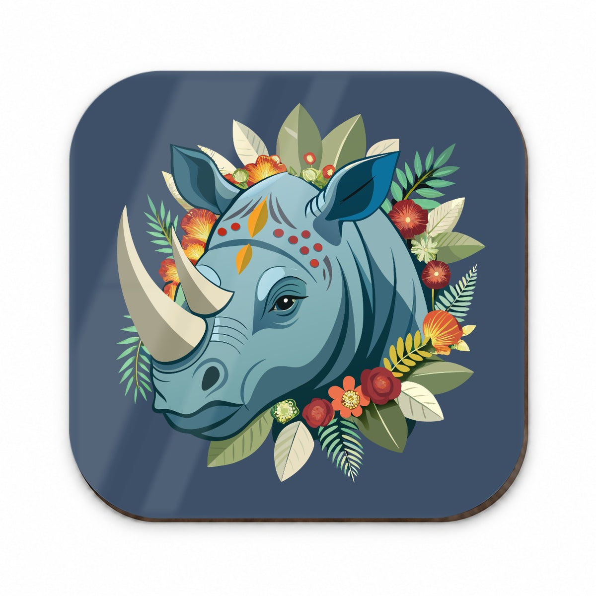 Rhinoceros Head Floral Flowers Fridge Magnet