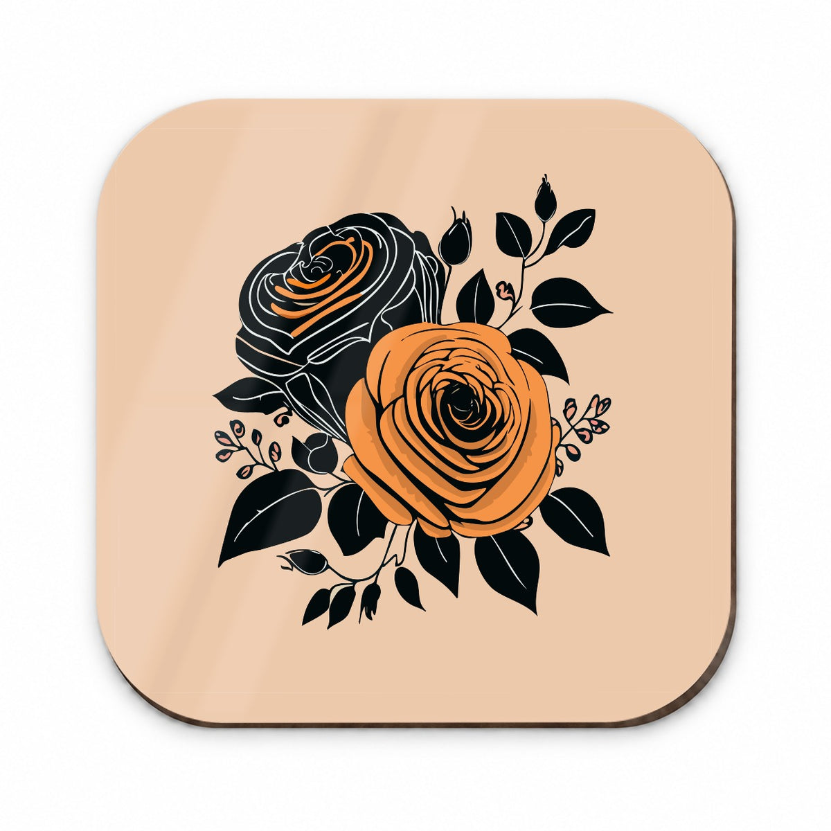 Roses Black Orange Fall Autumn Thanksgiving Halloween Motif Fridge Magnet