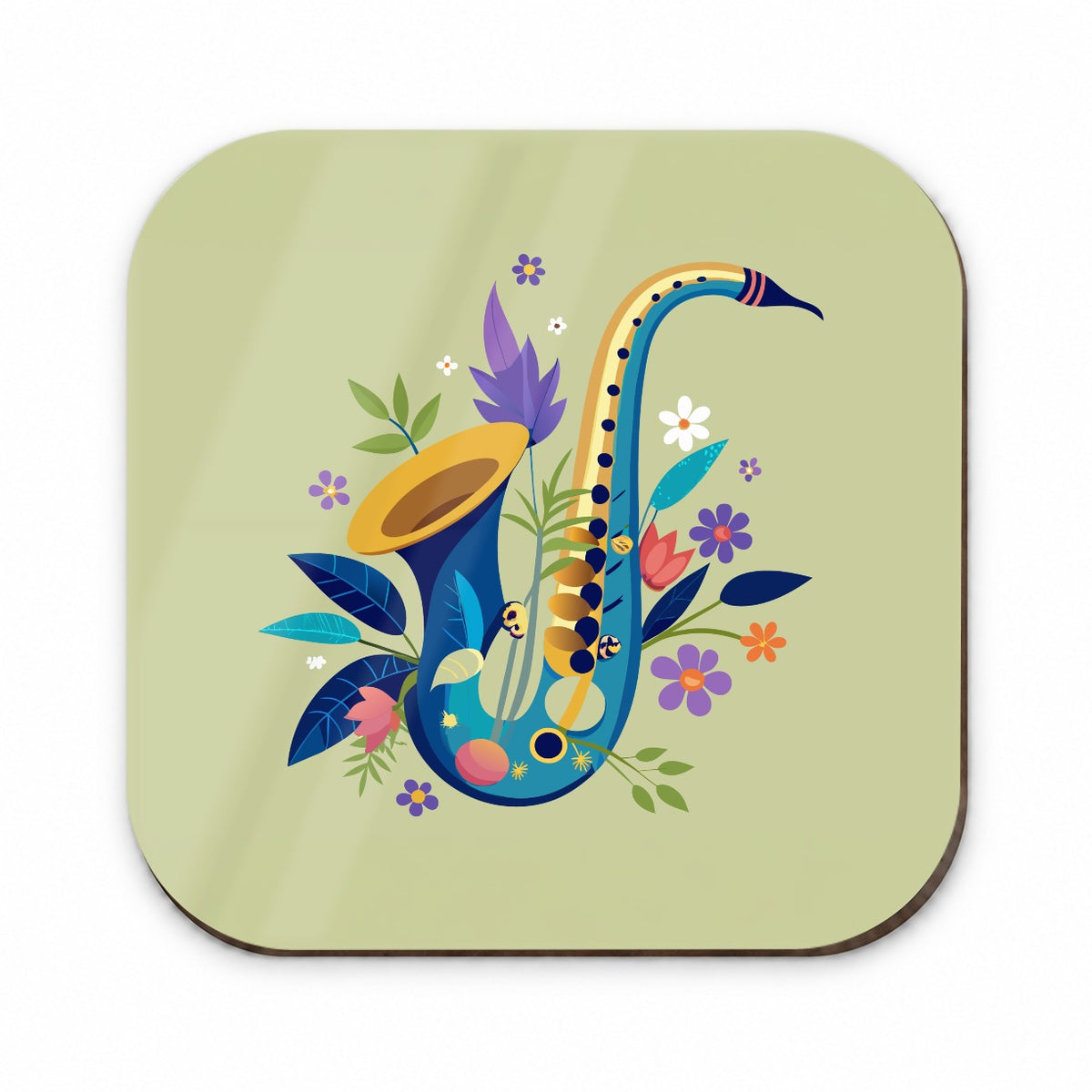 Saxophone Instrument Music Floral Motif Fridge Magnet