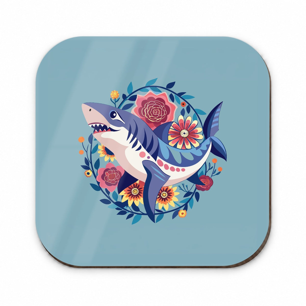 Shark Floral Flowers Fridge Magnet