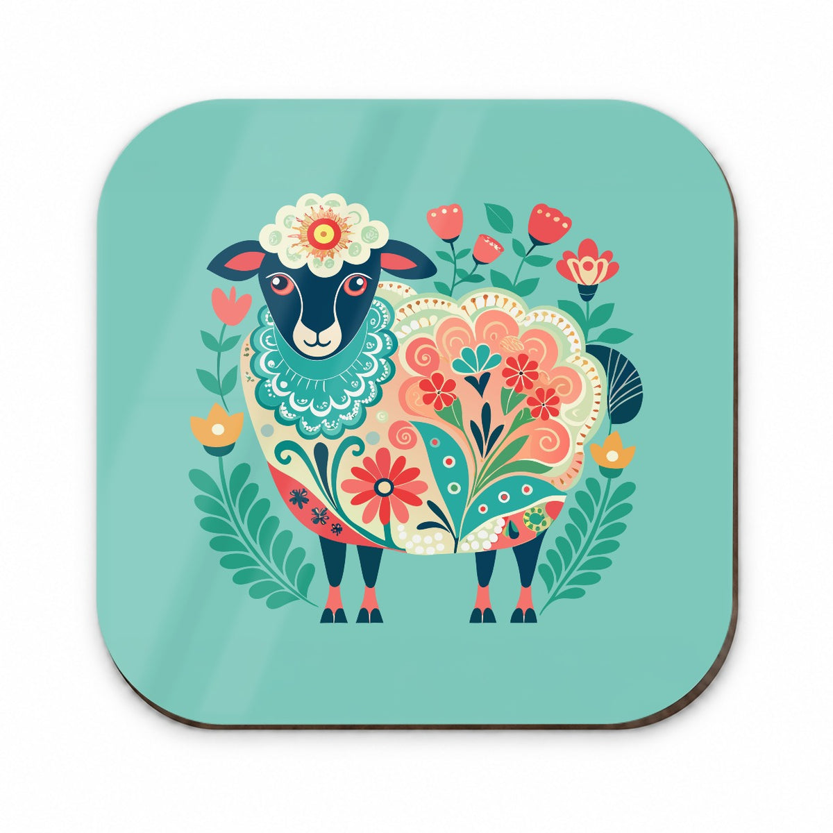 Sheep Floral Flowers Fridge Magnet