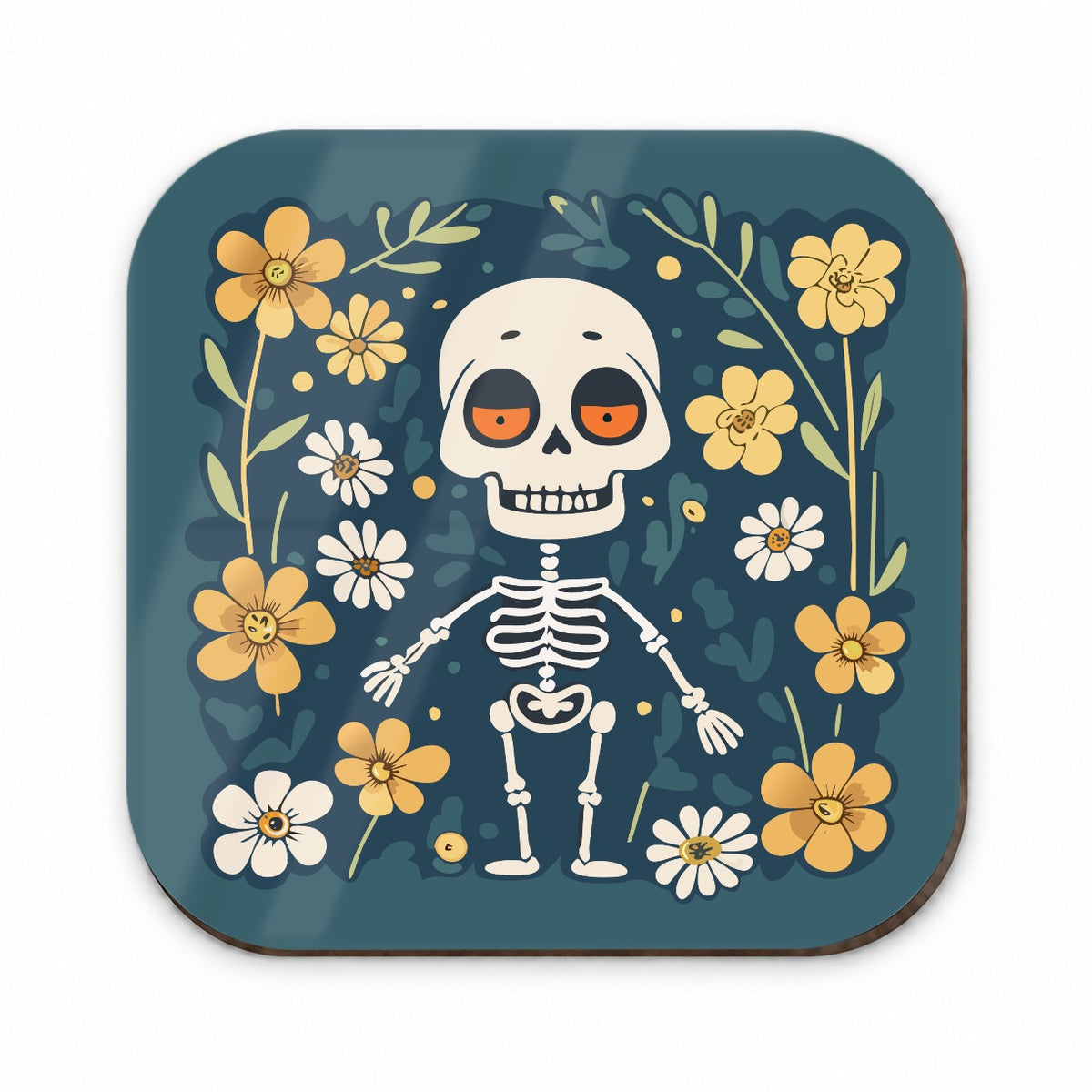 Skeleton and Flowers Funny Halloween Fridge Magnet