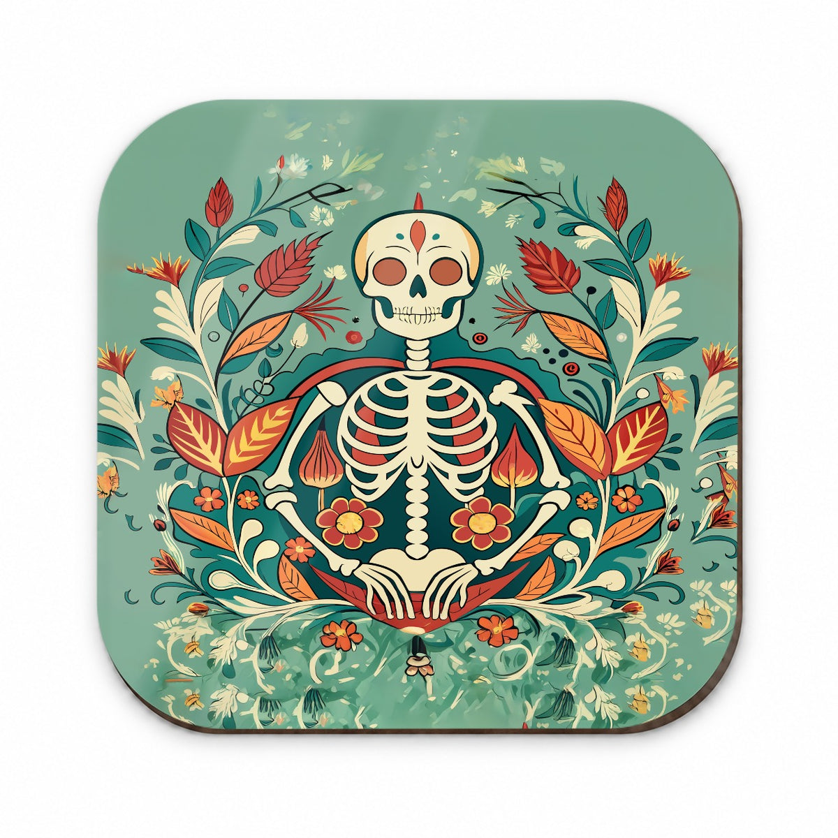 Skeleton Floral Art Nouveau Flowers Elegant Fridge Magnet