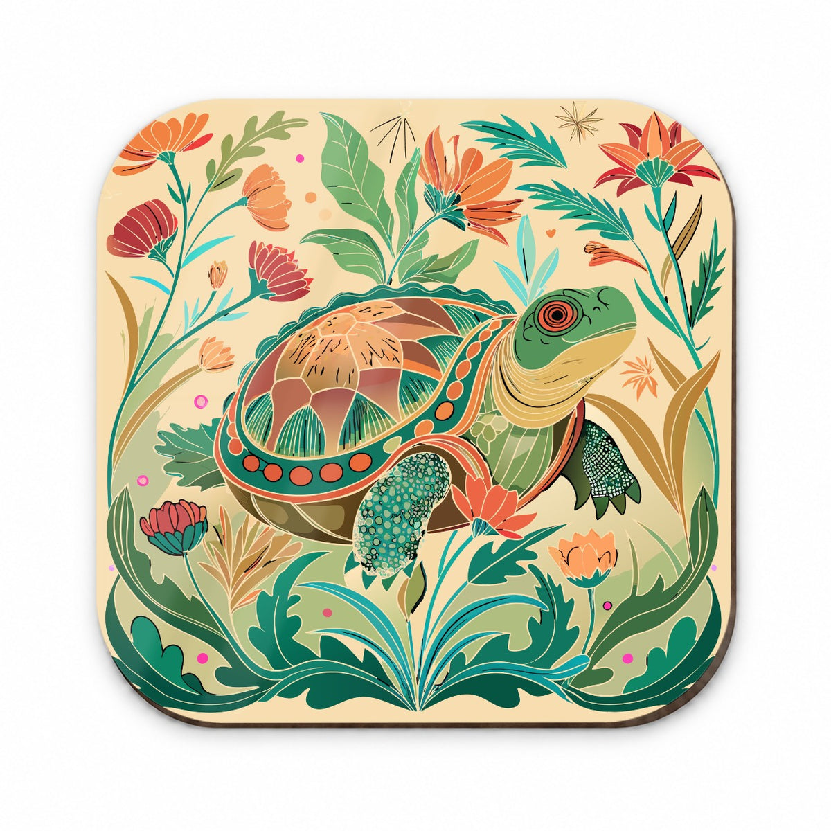Snapping Turtle Botanical Art Nouveau Fridge Magnet