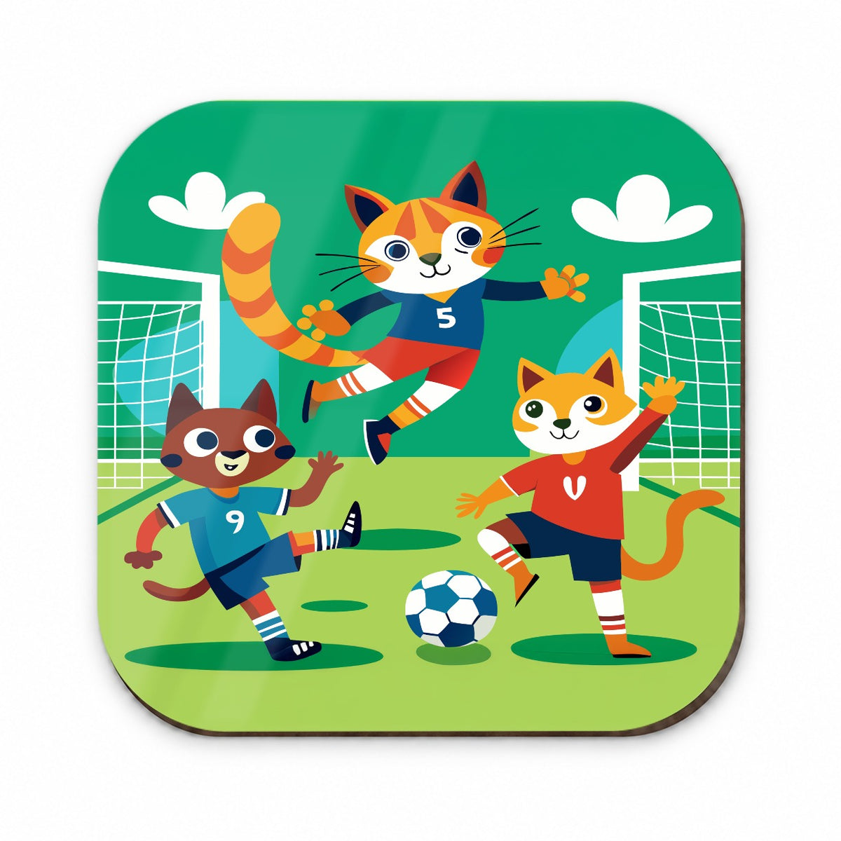 Soccer Cats Playing Ball Field Fridge Magnet