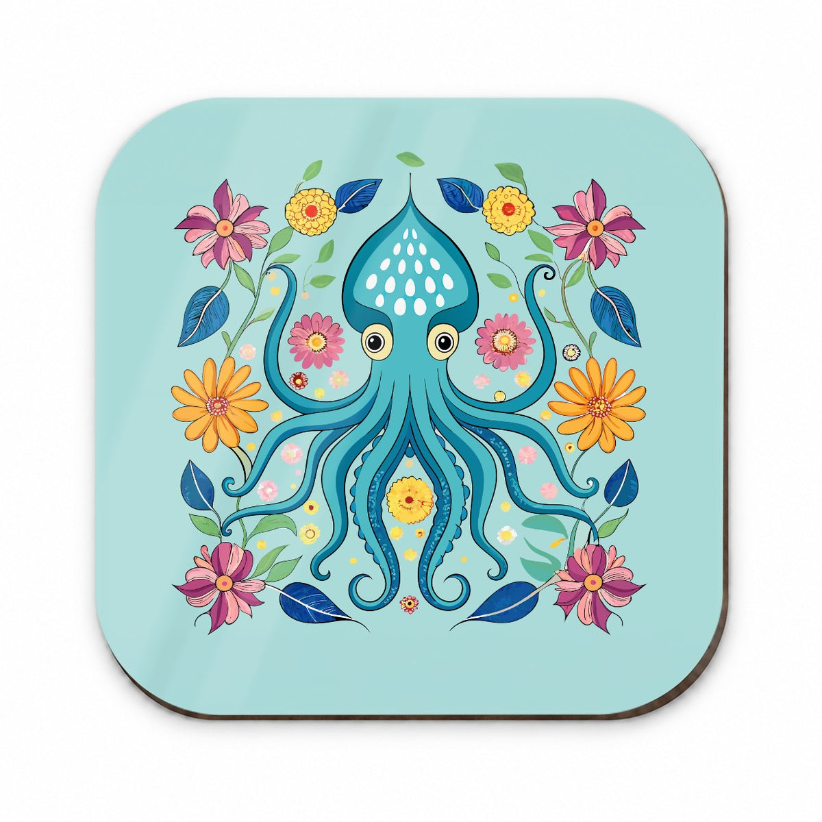 Squid Floral Flowers Fridge Magnet