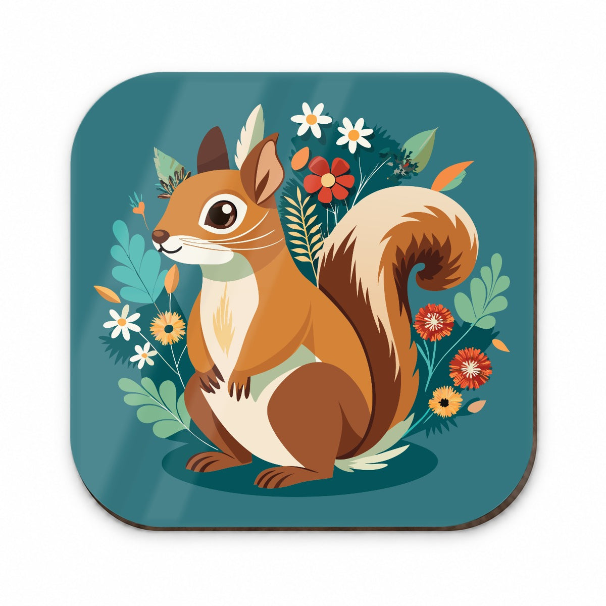 Squirrel Floral Flowers Fridge Magnet