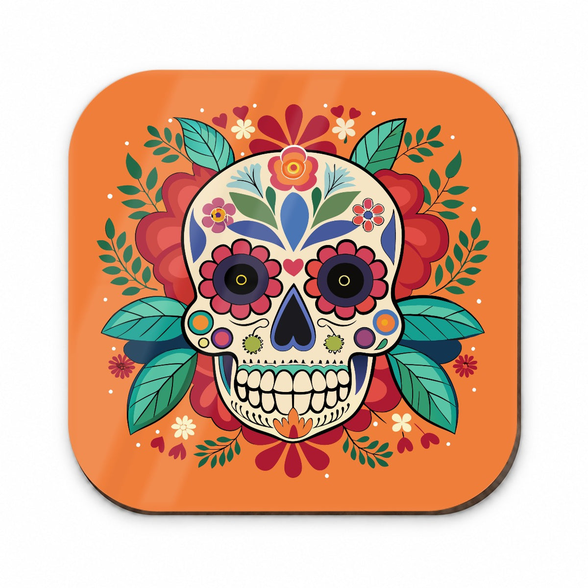 Sugar Skull with Floral Background Fridge Magnet
