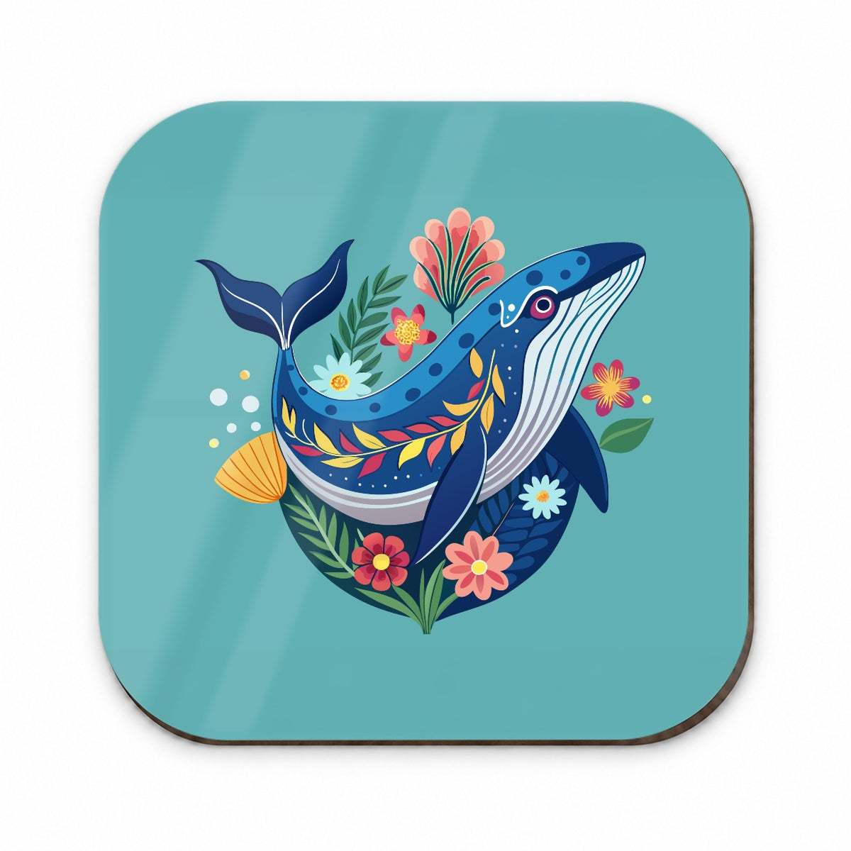 Whale Floral Flowers Fridge Magnet