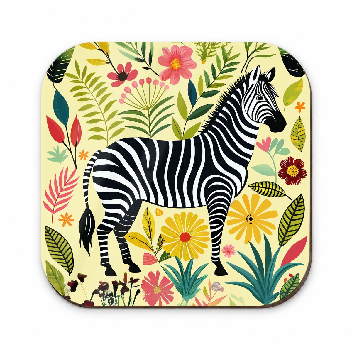 Zebra Floral Flowers Motif Fridge Magnet