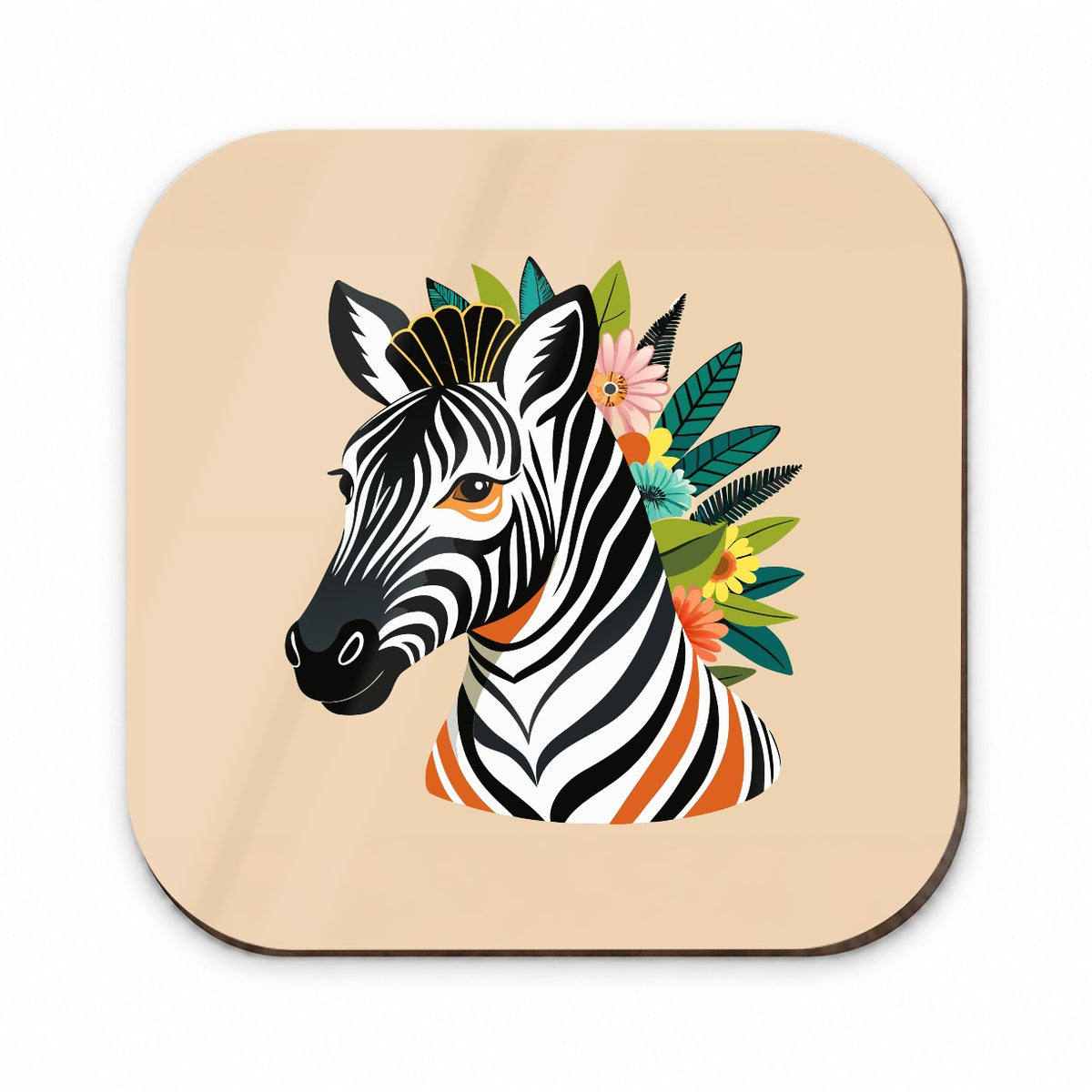 Zebra Head Floral Flowers Fridge Magnet