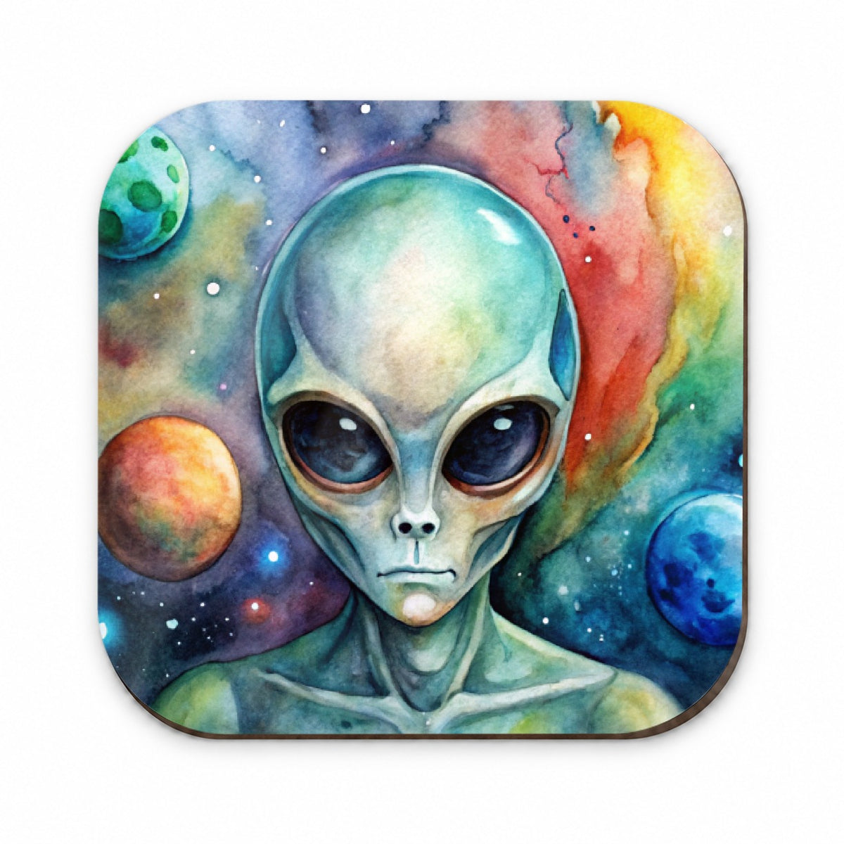 Alien In Space Watercolor Fridge Magnet