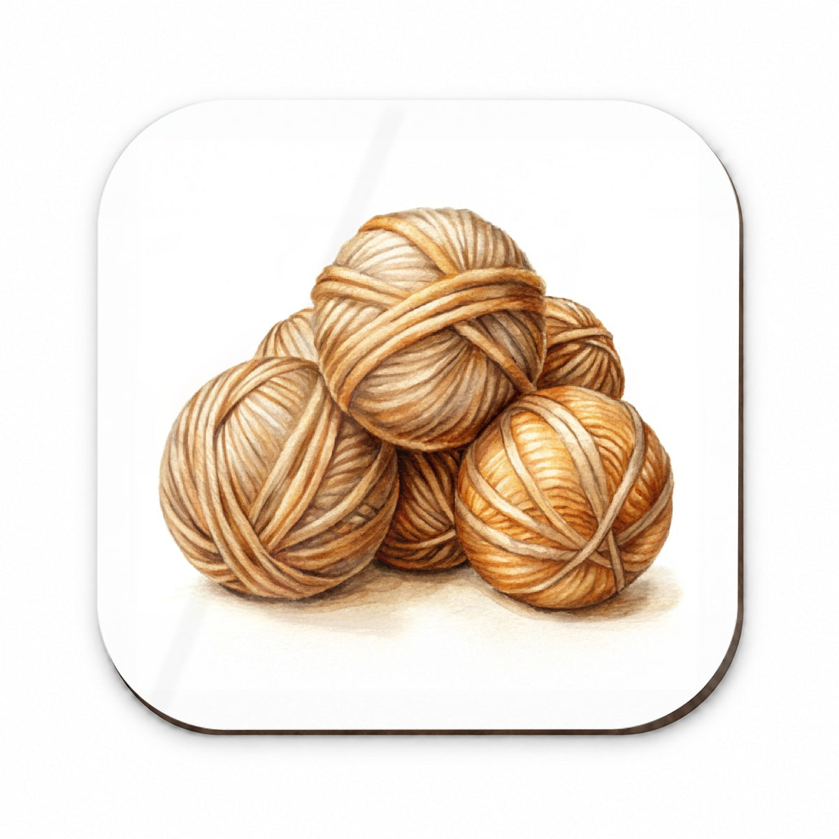 Balls Of Tan Yarn Knitting Crochet Watercolor Fridge Magnet