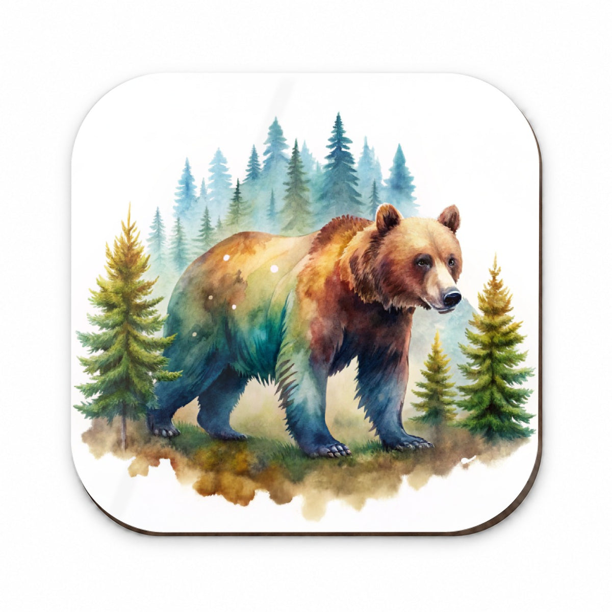 Bear In Forest Watercolor Design Fridge Magnet