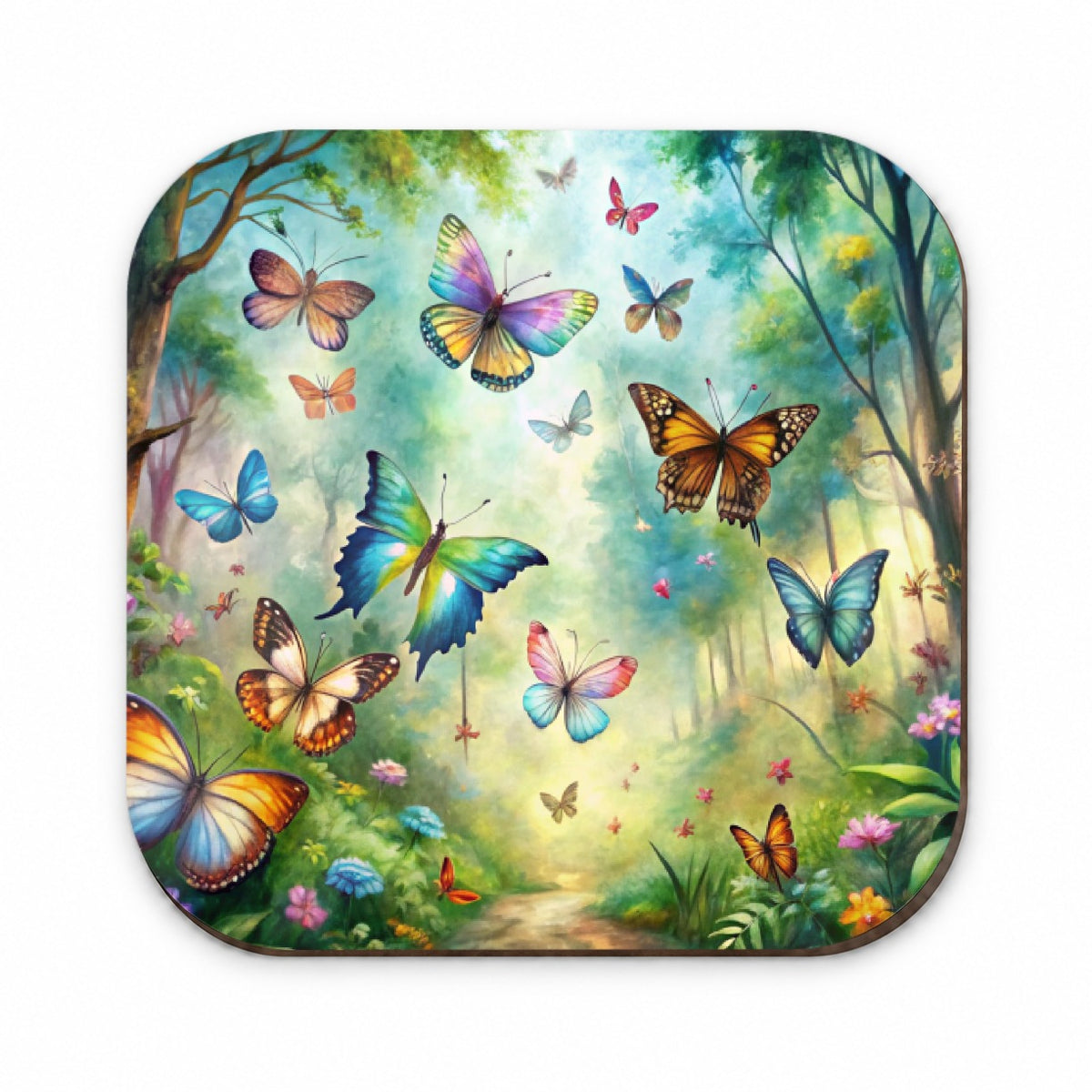 Butterflies In Forest Fantasy Watercolor Fridge Magnet