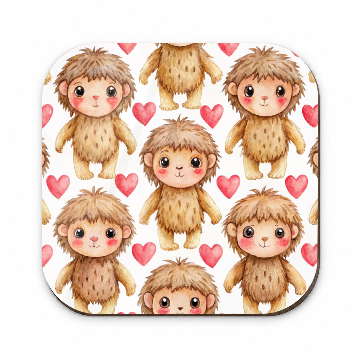 Chibi Sasquatch Big Foot Hearts Watercolor Fridge Magnet