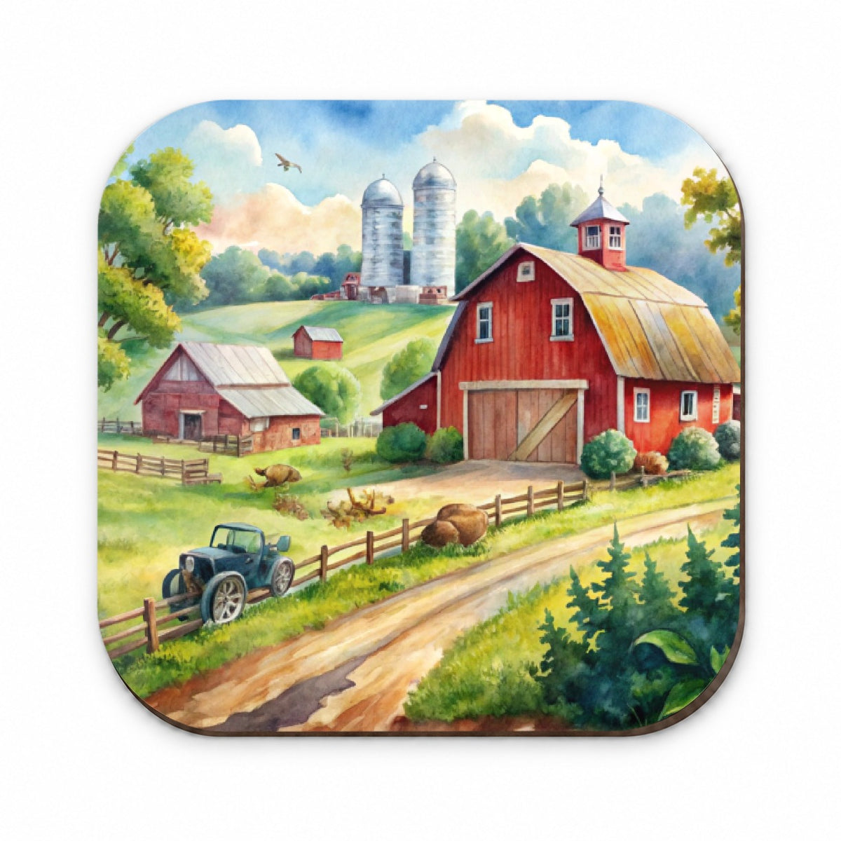 Classic Farm Watercolor Design Fridge Magnet