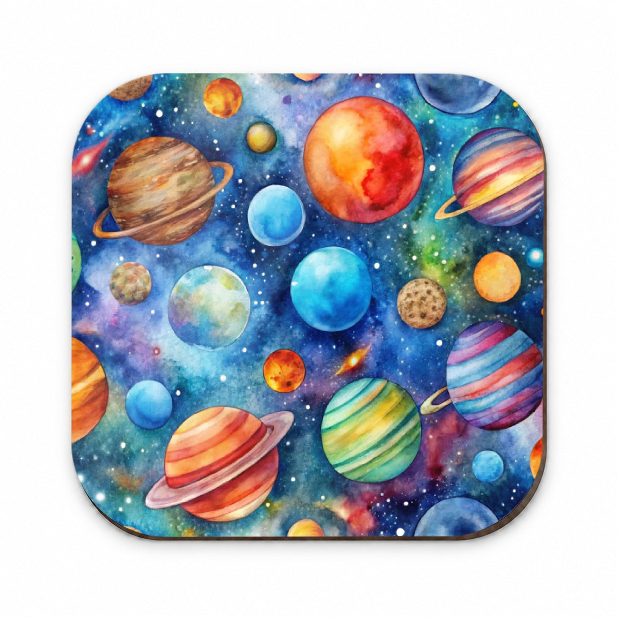 Colorful Planets In Space Watercolor Fridge Magnet