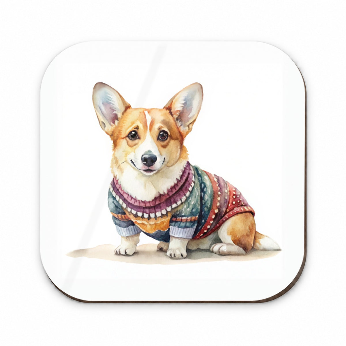 Corgi Dog Wearing A Sweater Watercolor Fridge Magnet