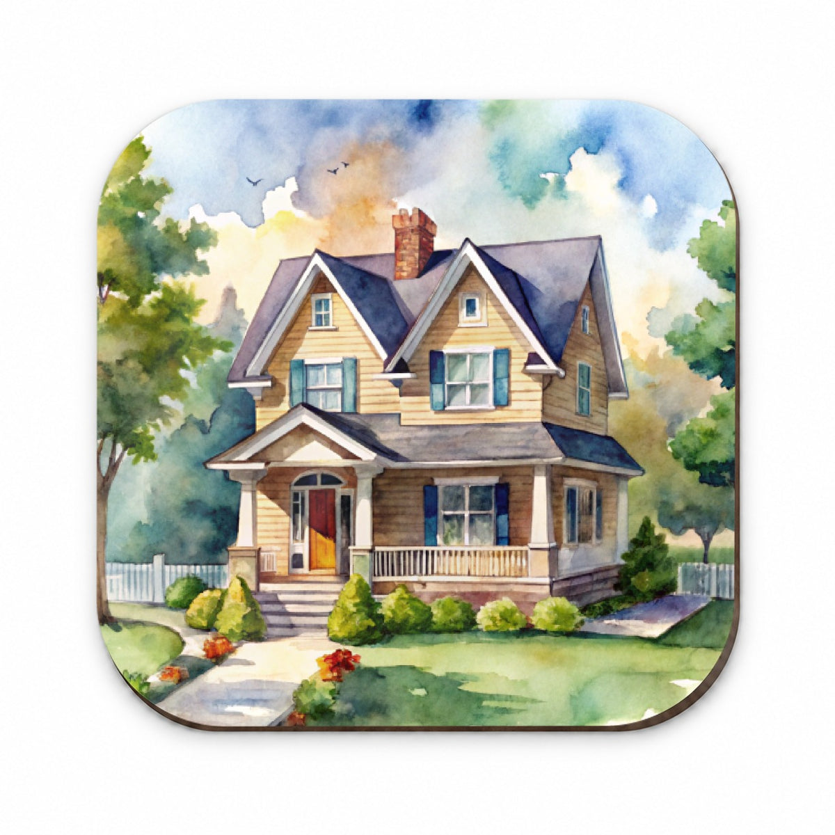 Country Farm House Painting Watercolor Fridge Magnet