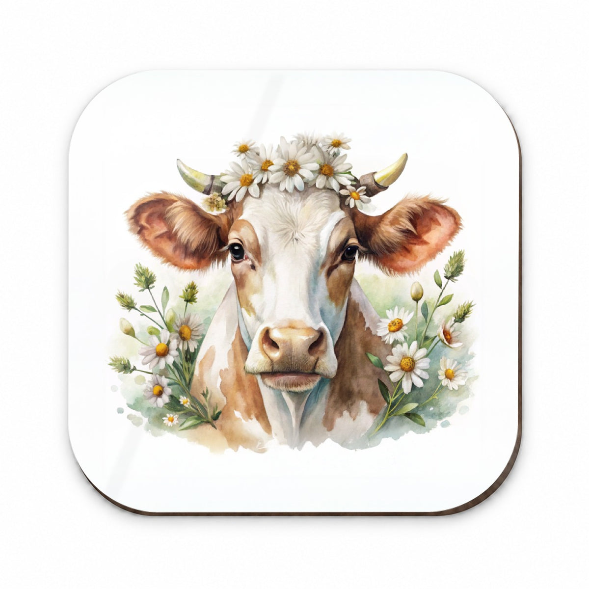Cow Watercolor With Daisies Fridge Magnet