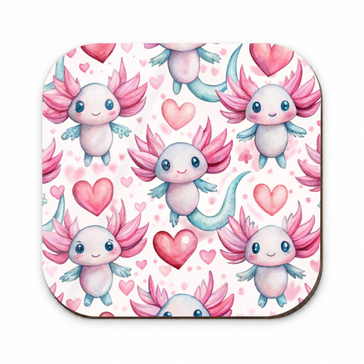 Cute Axolotls Hearts Watercolor Fridge Magnet