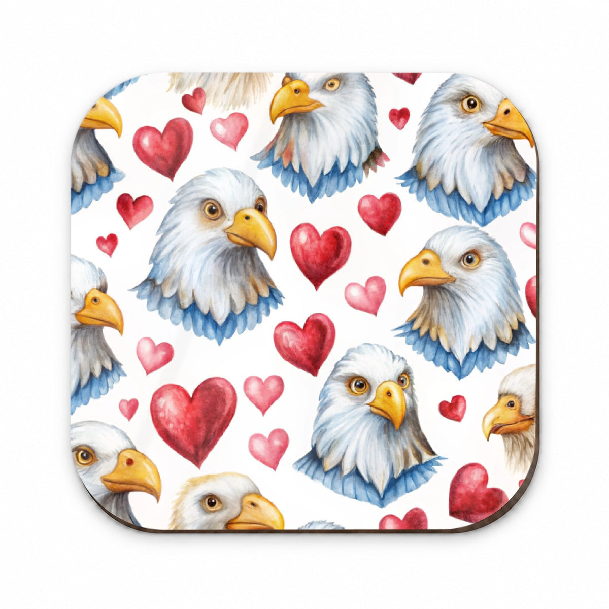 Cute Bald Eagles Hearts Watercolor Fridge Magnet