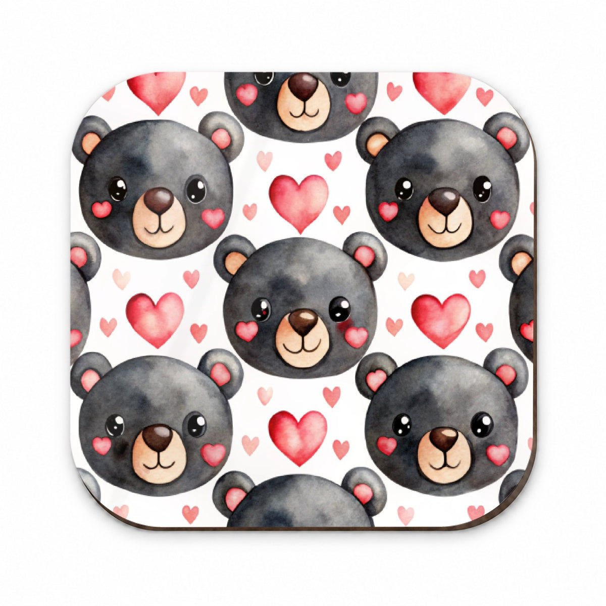 Cute Black Bear Faces Hearts Fridge Magnet