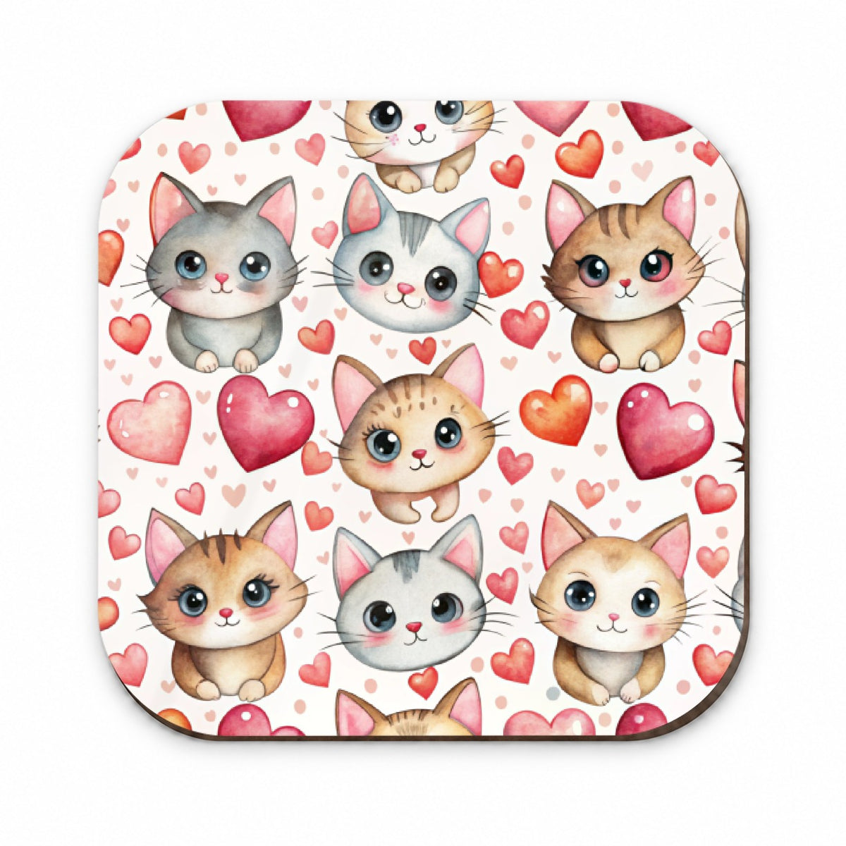 Cute Cats Hearts Watercolor Fridge Magnet