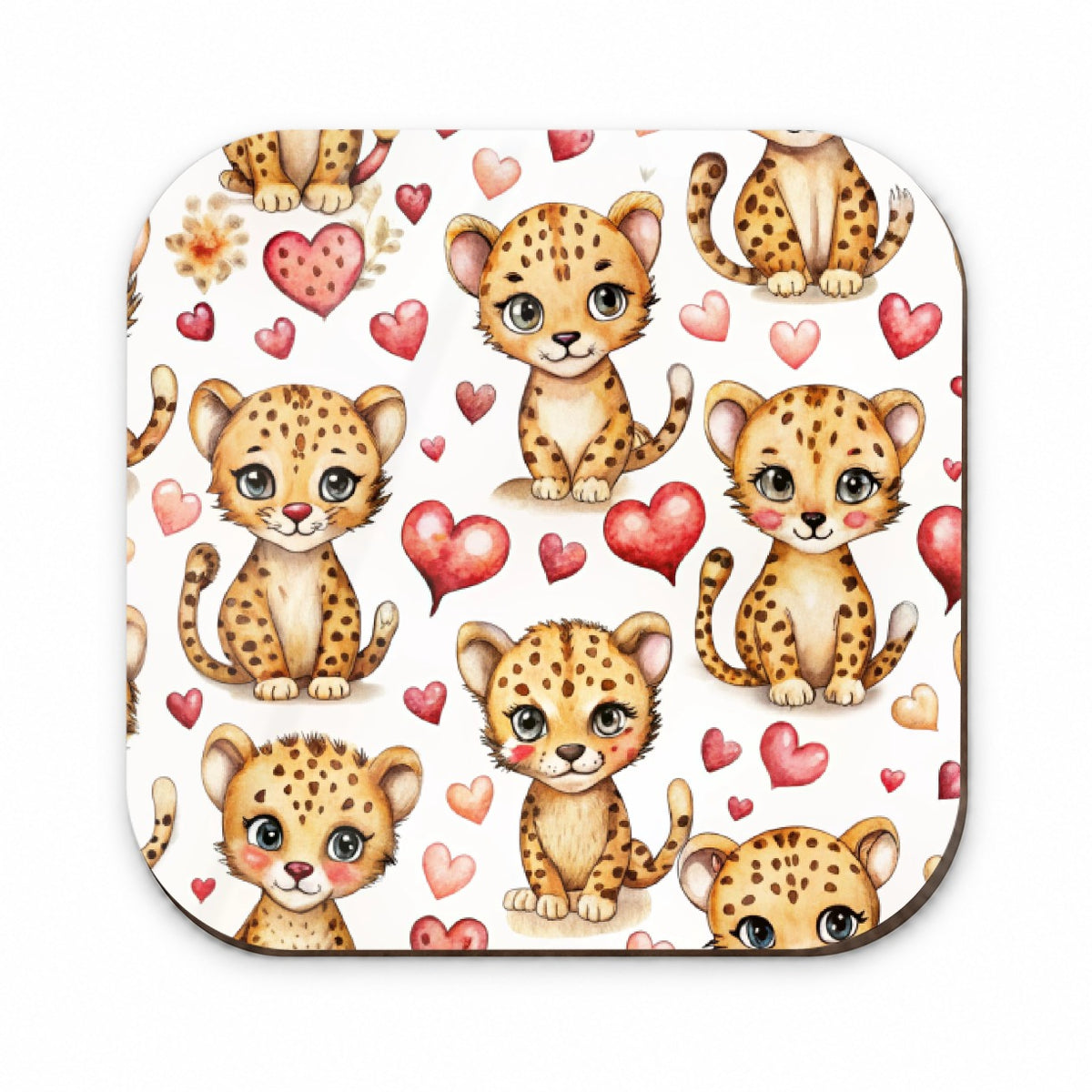 Cute Cheetahs Hearts Watercolor Fridge Magnet