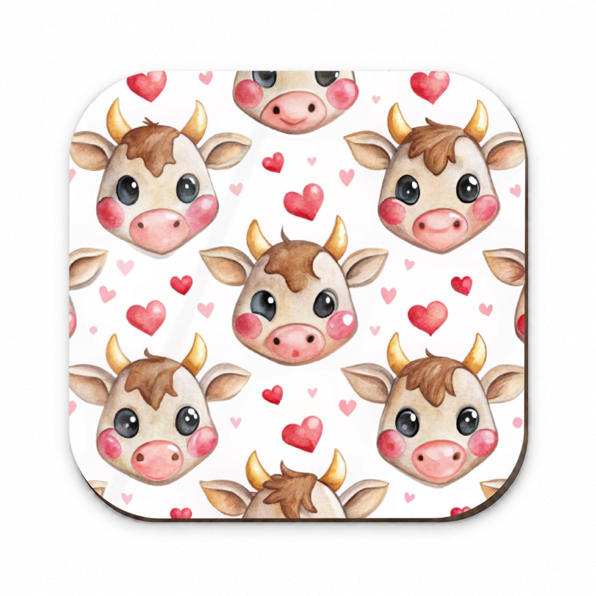 Cute Cow Faces Hearts Watercolor Fridge Magnet