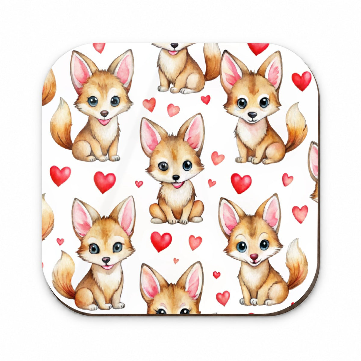 Cute Coyotes Hearts Watercolor Fridge Magnet