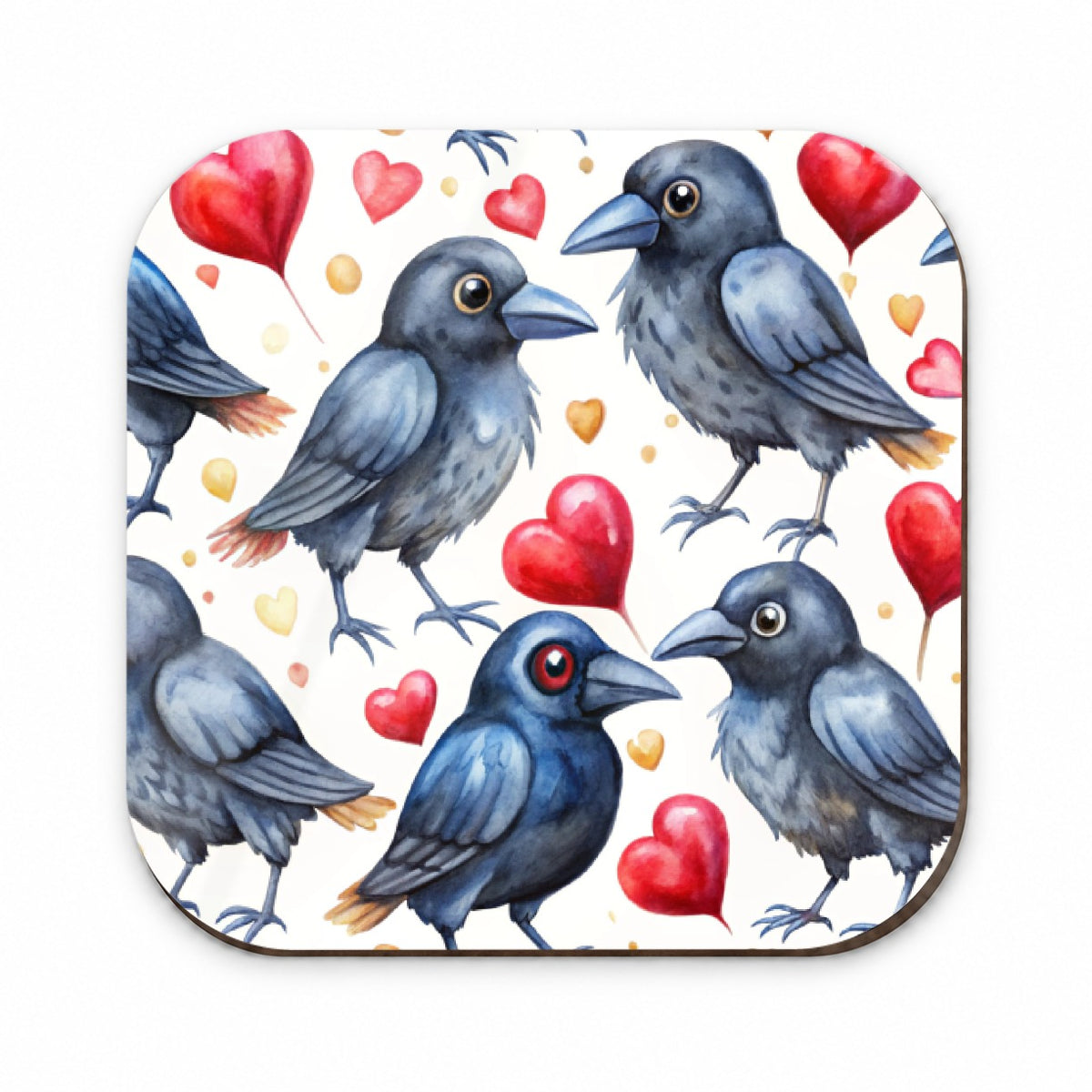 Cute Crows Hearts Watercolor Fridge Magnet