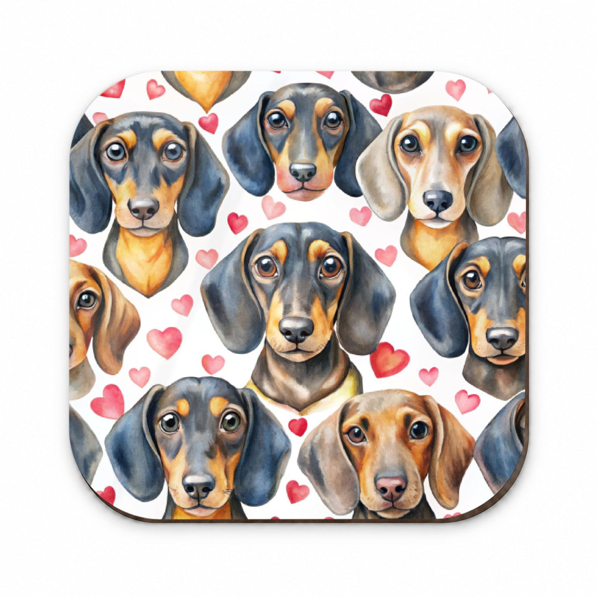 Cute Dachshund Dog Faces Hearts Fridge Magnet