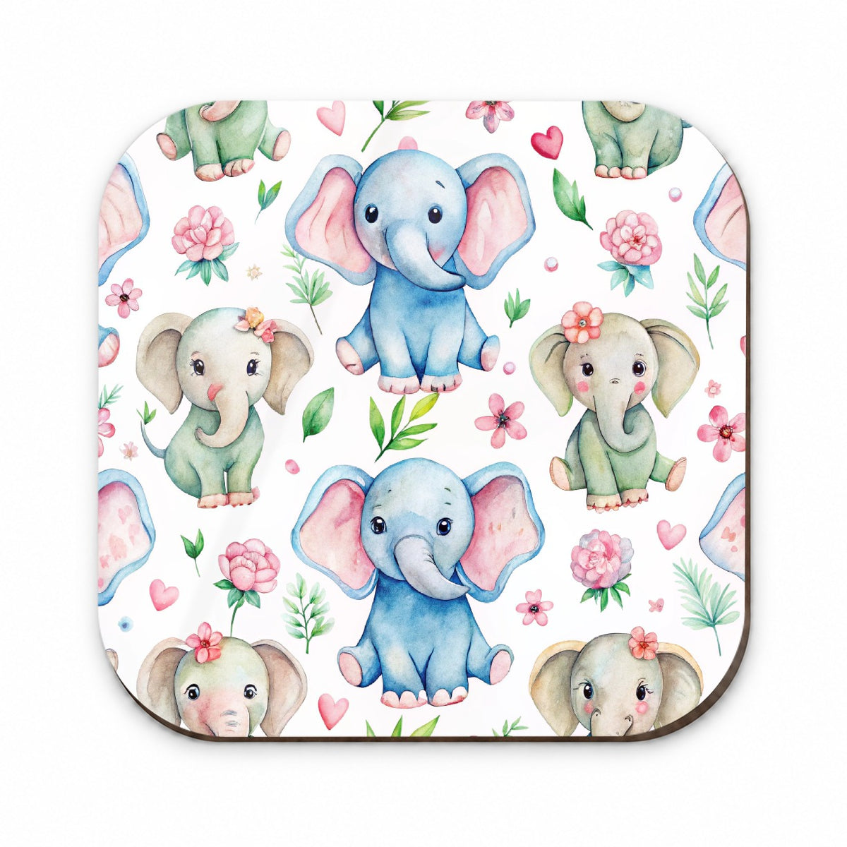 Cute Elephants Hearts Watercolor Fridge Magnet