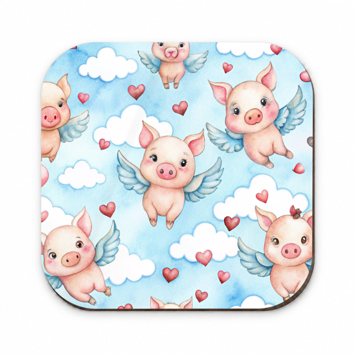 Cute Flying Pigs Hearts Watercolor Fridge Magnet