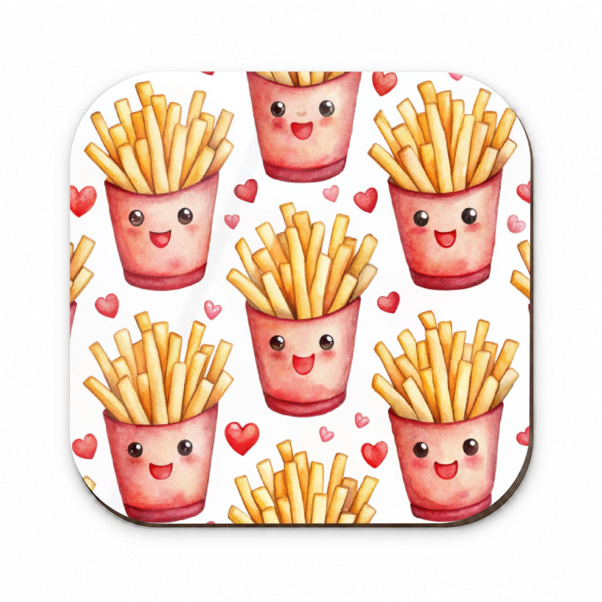 Cute French Fries Hearts Watercolor Fridge Magnet