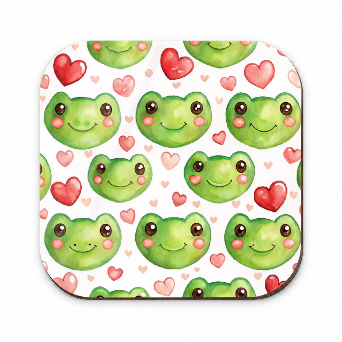 Cute Frog Faces Hearts Watercolor Fridge Magnet