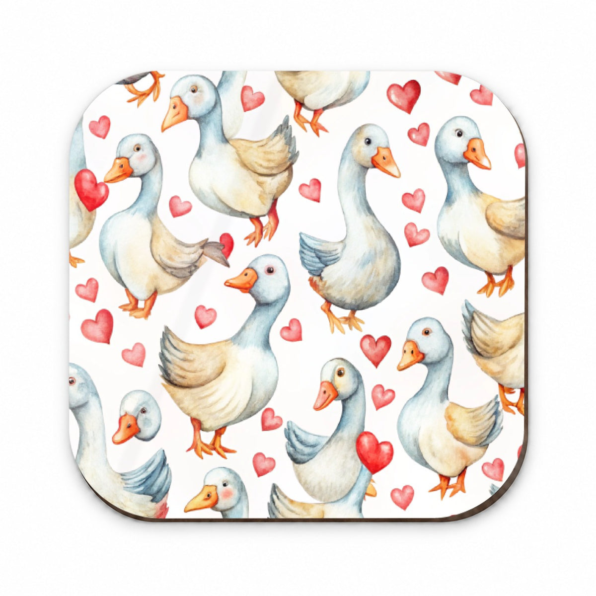 Cute Geese Hearts Watercolor Fridge Magnet