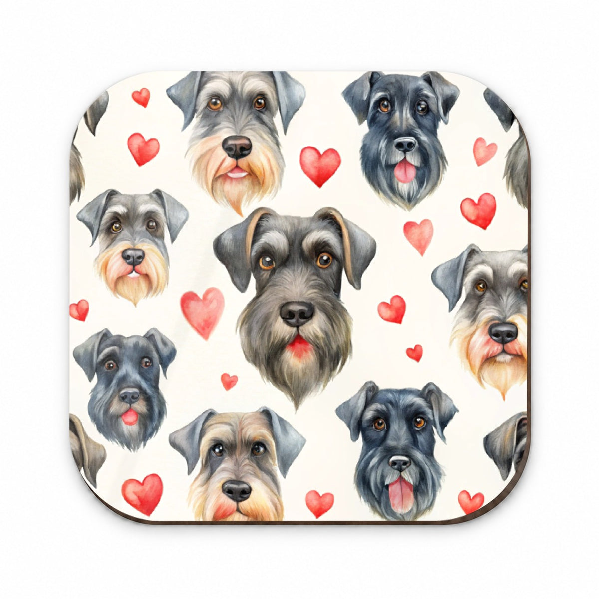 Cute Giant Schnauzer Dog Faces Hearts Fridge Magnet