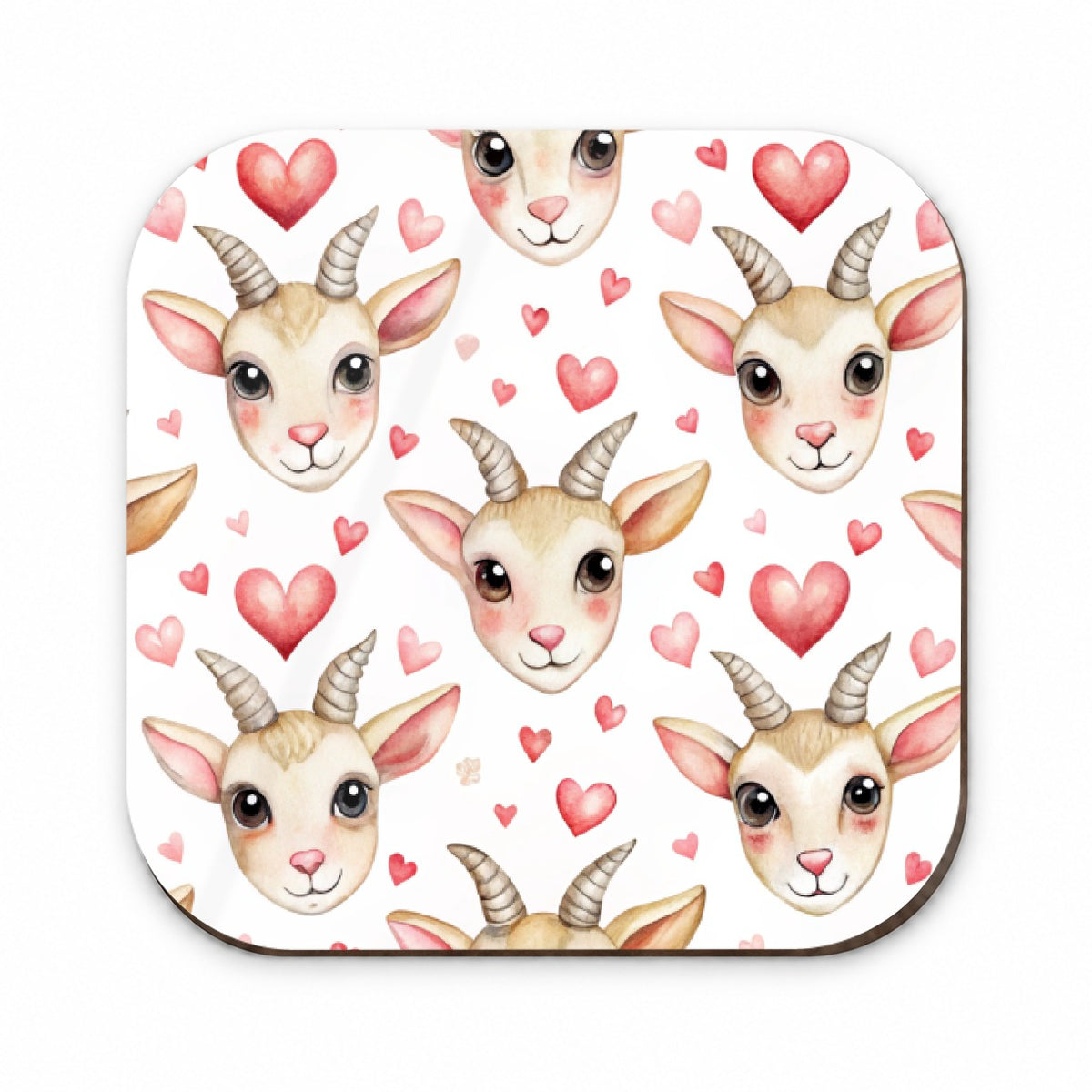 Cute Goat Faces Hearts Watercolor Fridge Magnet